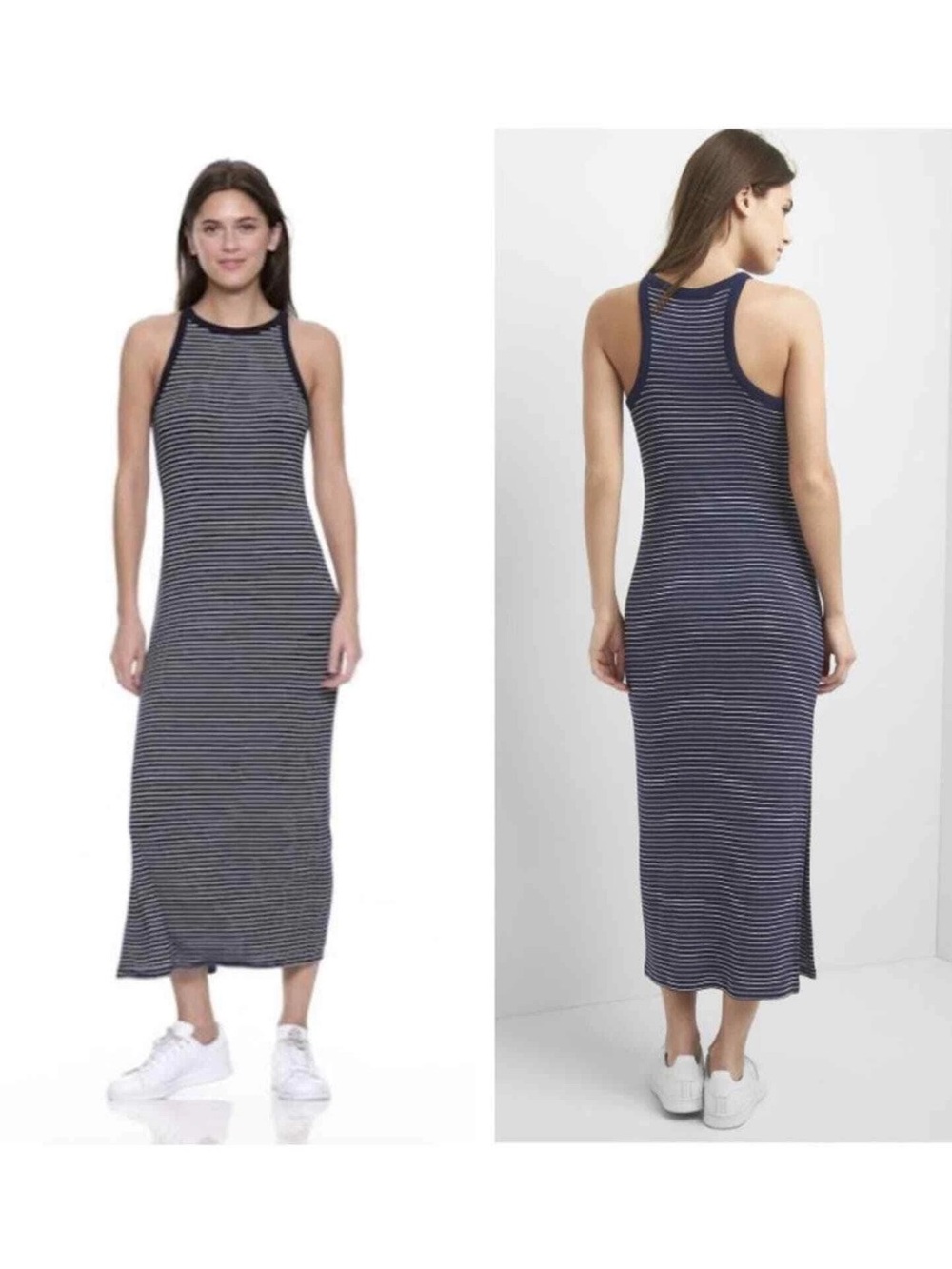 GAP Super COZY Striped Racerback Maxi Dress with Side Slit - XL